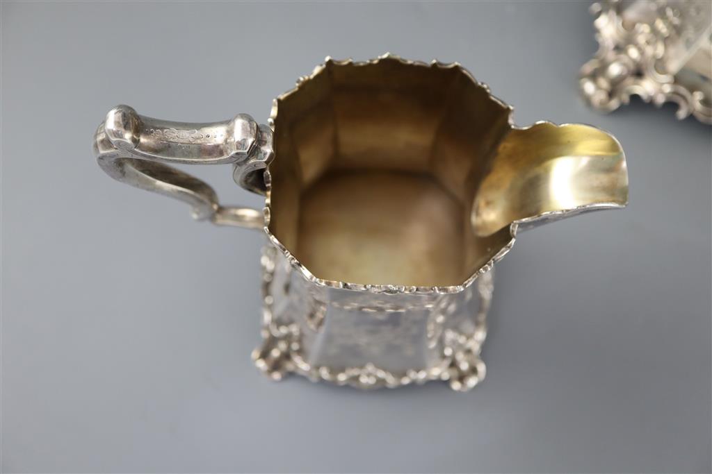 An early Victorian silver three piece tea set, by William Bateman,